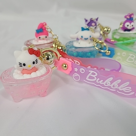 SANRIO 5 Keyring Glitter Bubble Bath Kuromi Hello Kitty My Melody Cinnamoroll - Picture 5 of 10